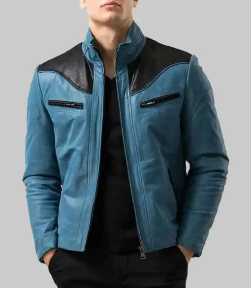 Men's Blue Biker Sports Jacket