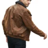 Chris Men’s Real Brown Leather Jacket Removable Fur Collar