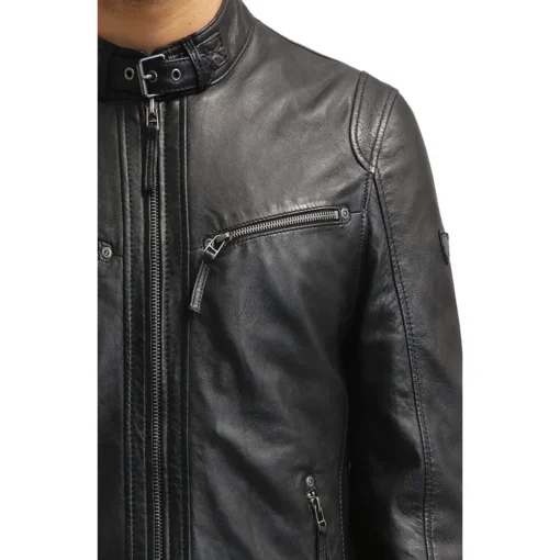 Cobie Classic Black Motorcycle Leather Jacket