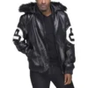 David Puddy 8 Ball Black Leather Bomber Jacket 1 image