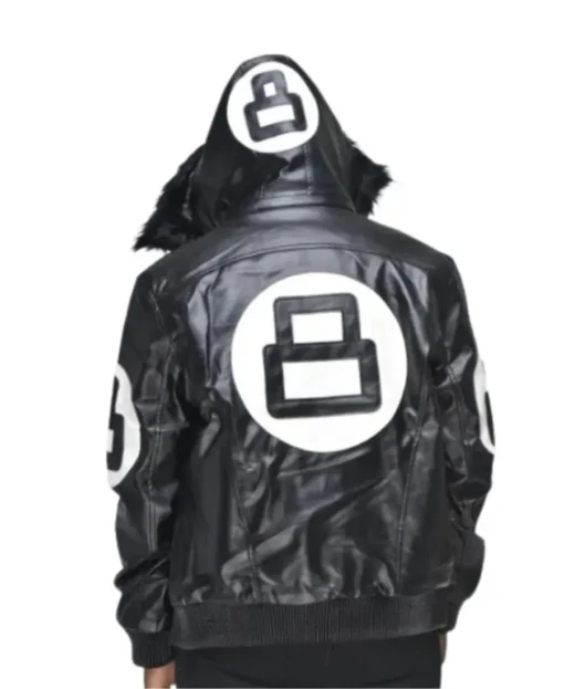 David Puddy 8 Ball Black Fur Hood Jacket - Image 10