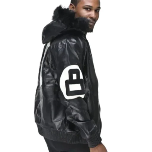 David Puddy 8 Ball Black Fur Hood Jacket - Image 11