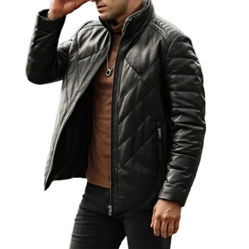Men’s Black Houston Puffer Jacket - Image 3