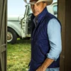 Kevin Costner Yellowstone John Dutton Blue Quilted Vest