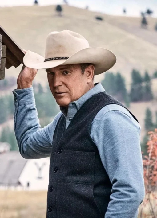Kevin Costner Yellowstone John Dutton Grey Wool Vest