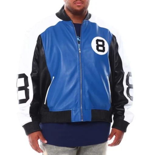 Men’s 8 Ball Blue & Black Leather Jacket