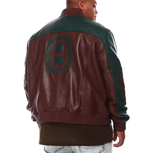 Men’s 8 Ball Dark Brown Leather Jacket - Image 2