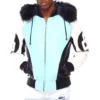 Mens 8 Ball Light Blue Bomber Leather Jacket 1 image