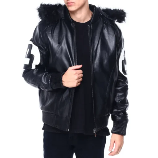 David Puddy 8 Ball Black Fur Hood Jacket