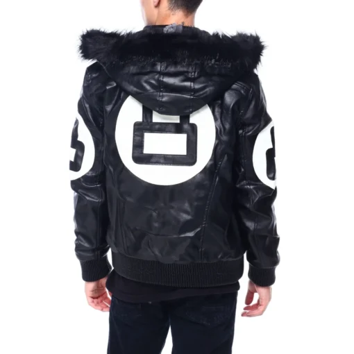 David Puddy 8 Ball Black Fur Hood Jacket - Image 2