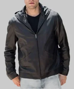 Men’s Black Hooded Flavor Leather Jacket – Real Cowhide Leather