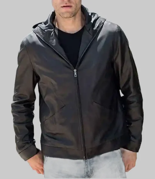 Men’s Black Hooded Flavor Leather Jacket – Real Cowhide Leather