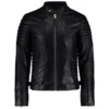 Mens Charcoal Black Leather Cafe Racer Jacket 3 image