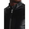Mens Charcoal Black Leather Cafe Racer Jacket 4 image