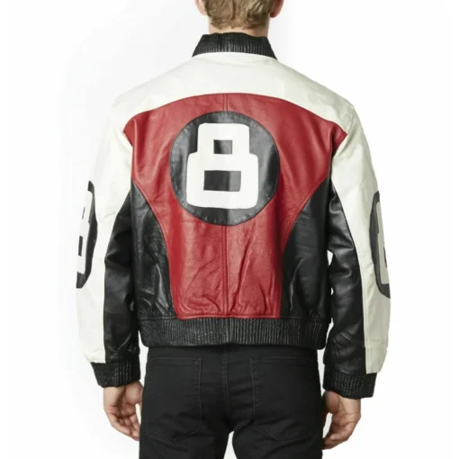 Men's 8 Ball Red Leather Jacket - Image 2
