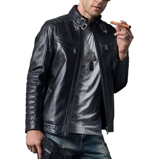 Men’s Genuine Sheepskin Biker Leather Jacket