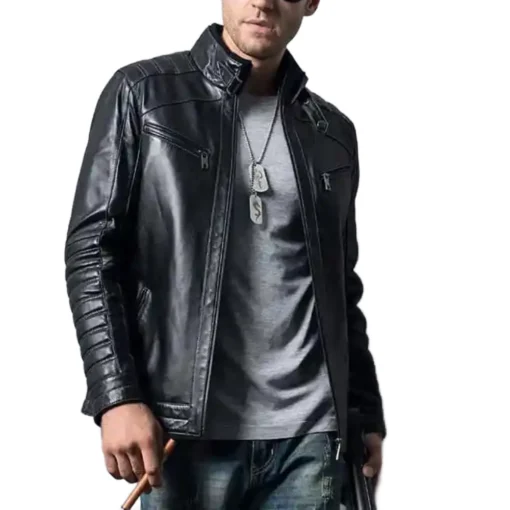 Men’s Genuine Sheepskin Biker Leather Jacket