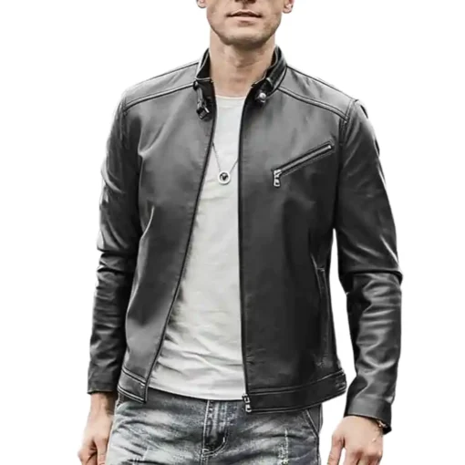 Men’s Iconic Basic Black Leather Jacket