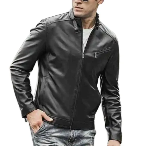 Men’s Iconic Basic Black Leather Jacket