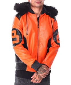 Men's 8 Ball Orange-Black Bomber Jacket
