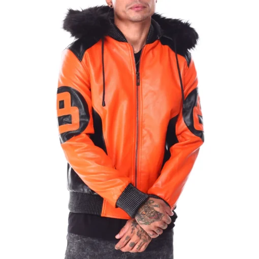 Men's 8 Ball Orange-Black Bomber Jacket