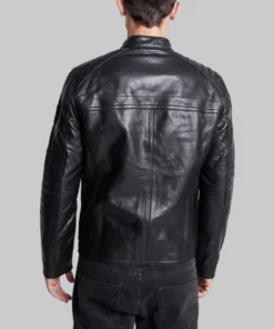 Outer Shell: 100% Genuine Leather Leather Type: Lambskin Lining Material: 100% viscose Closure Style: Zipper Collar Style: Asymmetrical Cuff Style: Zipper Inside Pockets: Two Outside Pockets: Two Color: Black Pattern: Solid color