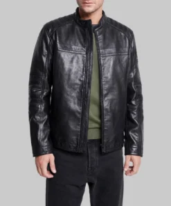 Milo Mens Black Cafe Racer Leather Jacket