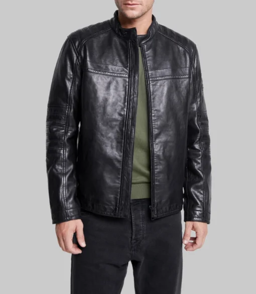 Milo Mens Black Cafe Racer Leather Jacket