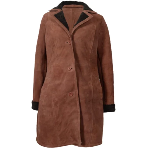 Monica Dutton Yellowstone Dark Brown Suede Coat