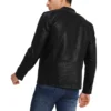 Onsal Classic Black Cafe Racer Leather Jacket back image