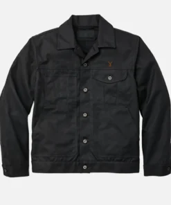 Rip-wheeler-yellowstone-black-cotton-jacket-with-y-logo-on-chest front view