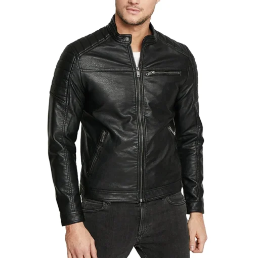 Rocky Men’s Casual Black Biker Leather Jacket