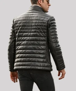 Seattle Men’s Flavor Leather Puffer Jacket with Fur collar