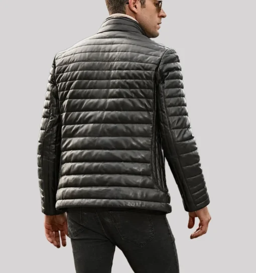 Seattle Men’s Flavor Leather Puffer Jacket with Fur collar