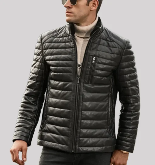 Material: Real Leather Internal Lining: Shearling Front Style: Zip Fastening Collar: Fur Collar Cuffs : Rib Knitted Hemline Pockets: Outside & Inside Pockets Color: Black