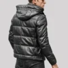 St. Louis Men’s Flavor Leather Puffer Jacket Removable Hooded