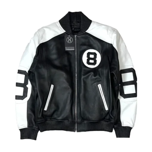 The 8 Ball Black Bomber Leather Jacket - Image 3