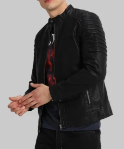Faux Cafe Racer Leather Jacket