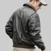 Material: Real Leather Internal Lining: Polyester Front Style: Zip Fastening Collar: Lapel Style Collar Cuffs : Rib Knitted Cuffs Pockets: Outside & Inside Pockets Color: Black