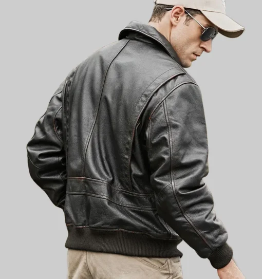 Material: Real Leather Internal Lining: Polyester Front Style: Zip Fastening Collar: Lapel Style Collar Cuffs : Rib Knitted Cuffs Pockets: Outside & Inside Pockets Color: Black