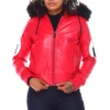 Womens Red 8 Ball Leather Jacket 1 image