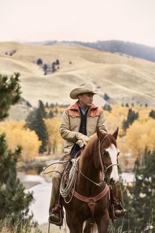 John Dutton Yellowstone Beige Jacket - Kevin Costner Western Cowboy Outfit from Yellowstone TV Series