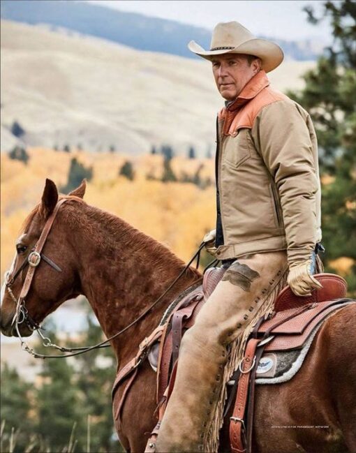 John Dutton Yellowstone Beige Jacket - Kevin Costner Cowboy Western Jacket from Yellowstone TV Show