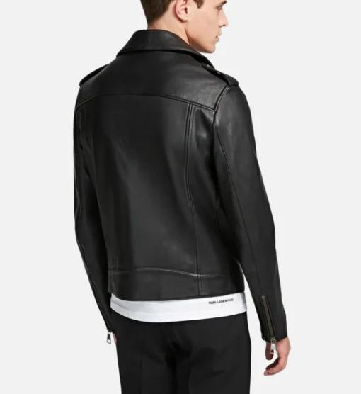 Men's Black Motorcycle Jacket - Image 2