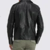 Black Asymmetrical Belted Biker Leather Jacket