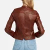 Brown Cafe Race Stand Collar Leather Jacket 1 image