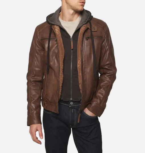 Dylan Brown Hooded Biker Jacket