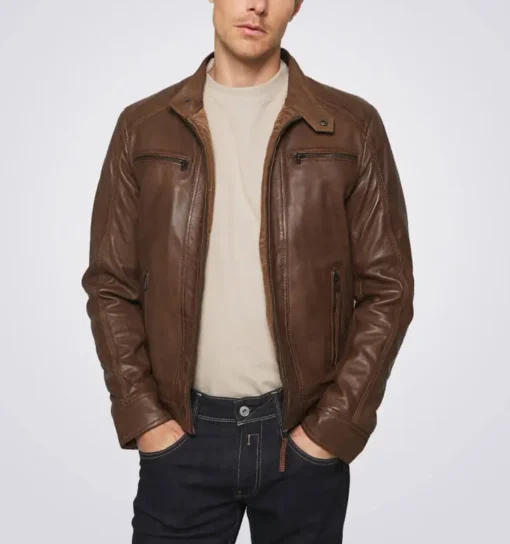 Dylan Brown Shearling Biker Hooded Leather Jacket