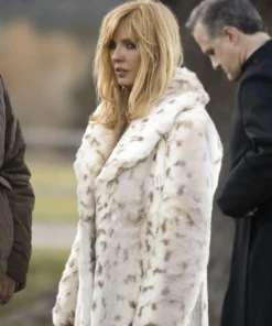 Beth Dutton Yellowstone Snow Lynx white Faux Fur Coat