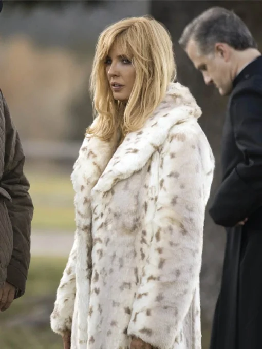 Beth Dutton Yellowstone Snow Lynx white Faux Fur Coat